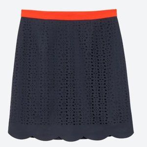 Pixley Navy Scallop Hem Cut-Out Detail Skirt - Size Small